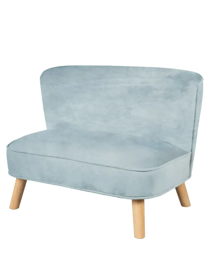 Lil Sofa' Kindercouch, bequem, Holzfüße & Samtstoff Sky/Hellblau