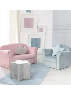 Lil Sofa' Kindercouch mit Armlehnen, Samtstoff Rosa
