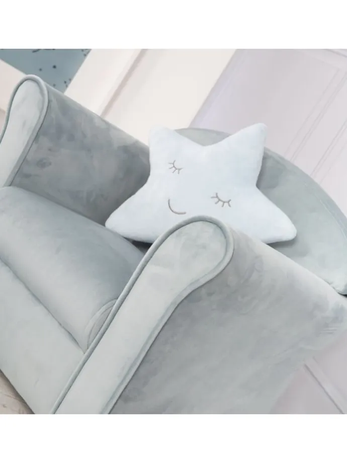 Lil Sofa' Kindersessel mit Armlehnen, Samtstoff Hellblau