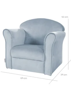 Lil Sofa' Kindersessel mit Armlehnen, Samtstoff Hellblau