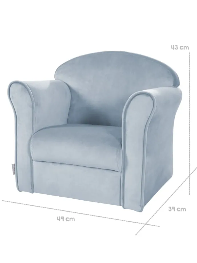 Lil Sofa' Kindersessel mit Armlehnen, Samtstoff Hellblau