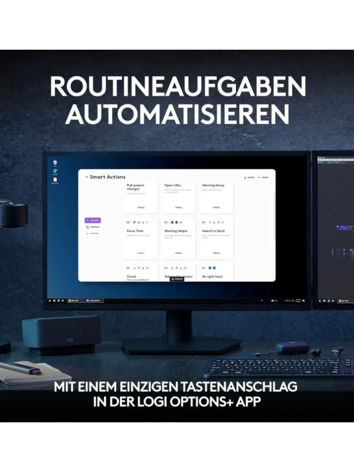 Logitech Präzisionstastatur Tastatur-Maus Set MX Keys S in Schwarz