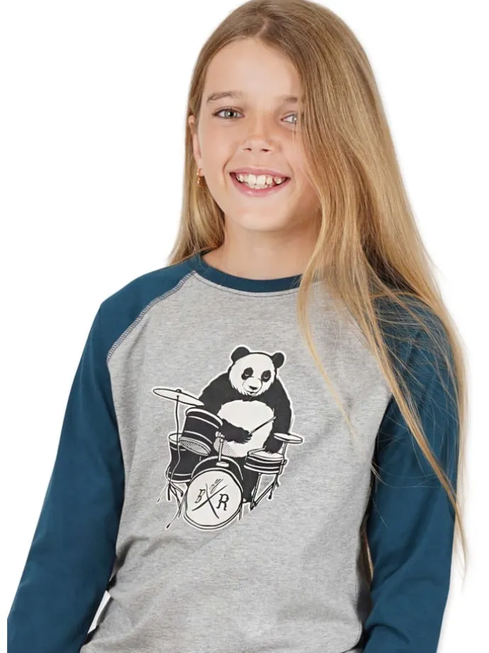 Longsleeve " Panda " in petrol