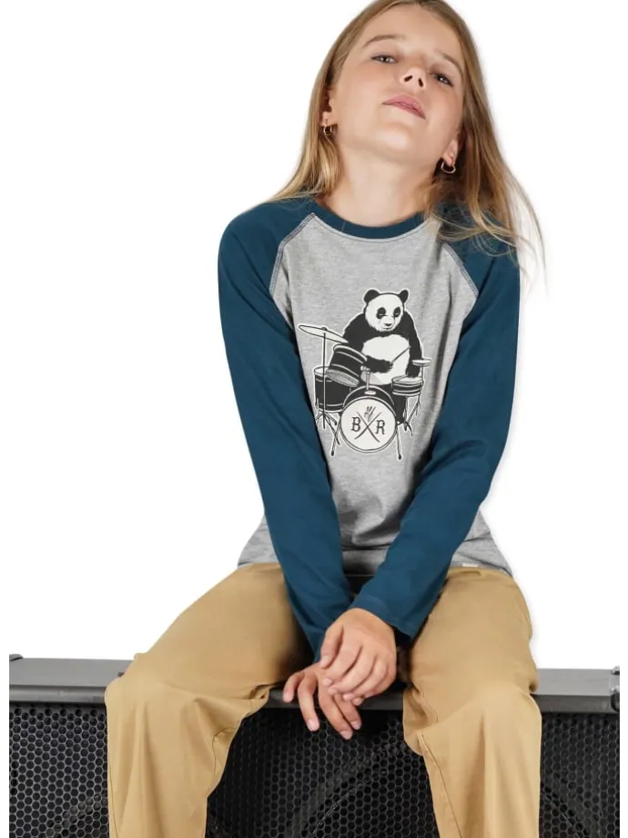 Longsleeve " Panda " in petrol