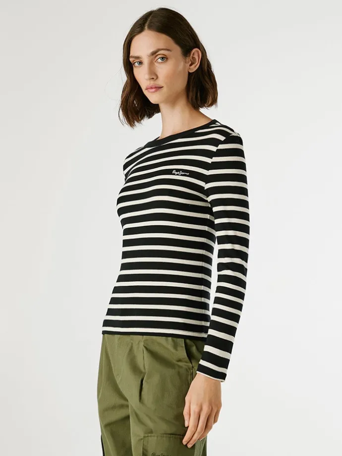 Longsleeve "Bani" in Schwarz/ Creme