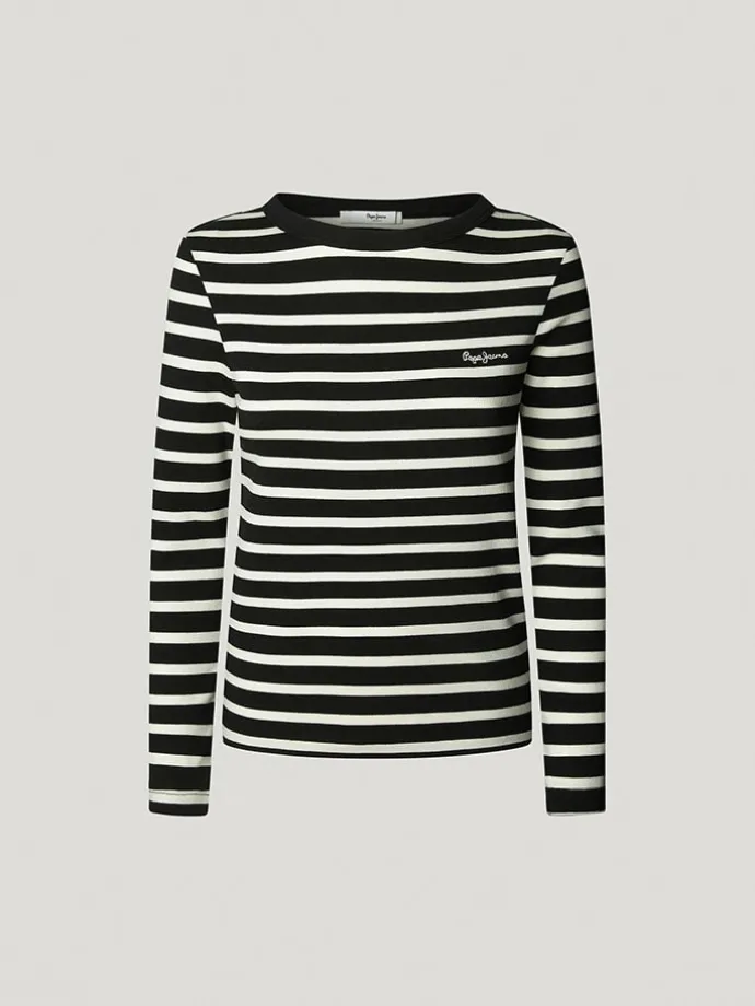 Longsleeve "Bani" in Schwarz/ Creme