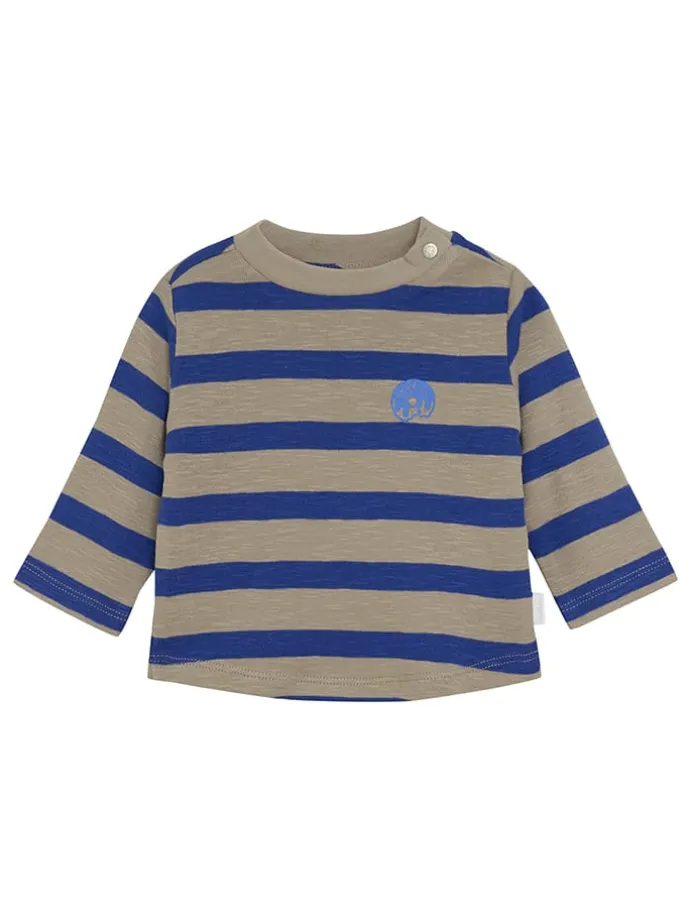 Longsleeve in Beige/ Blau