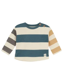 Longsleeve in Beige/ Blau