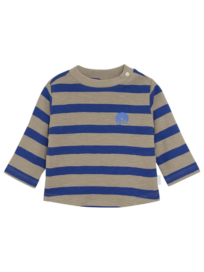 Longsleeve in Beige/ Blau