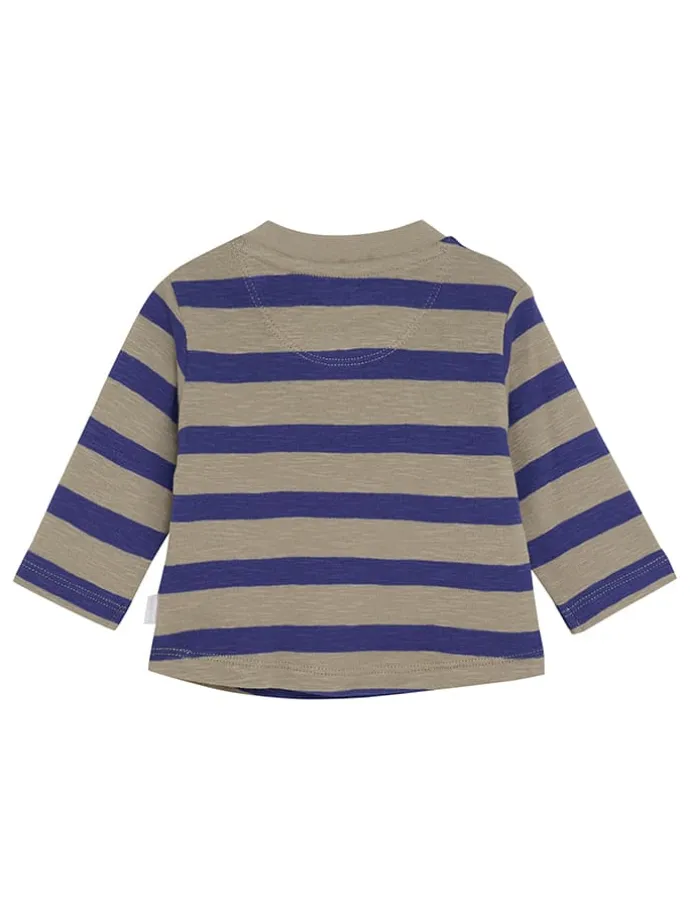 Longsleeve in Beige/ Blau