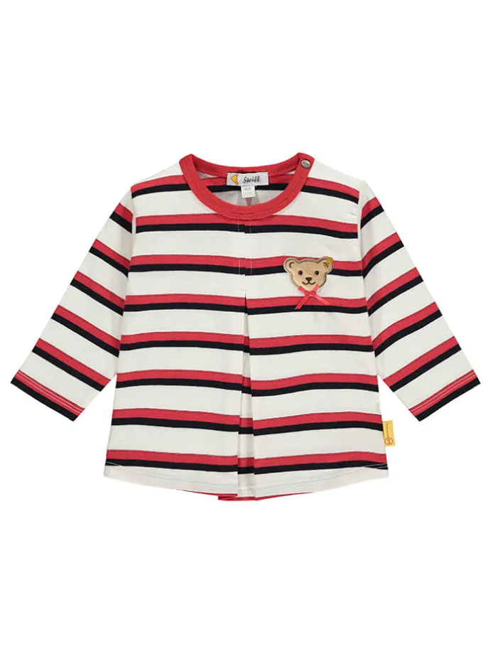 Longsleeve in Creme/ Rot/ Schwarz