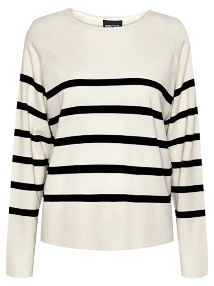 Longsleeve in Creme/ Schwarz