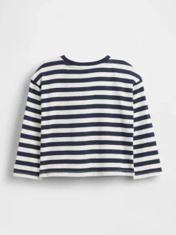 Longsleeve in Dunkelblau/ Creme