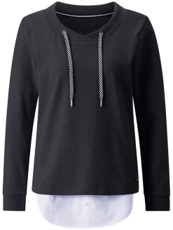 Longsleeve in Dunkelblau/ Weiß