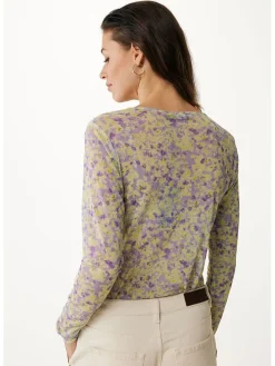 Longsleeve in Flieder/ Gelb