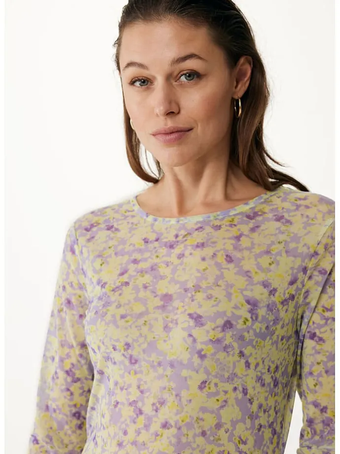 Longsleeve in Flieder/ Gelb