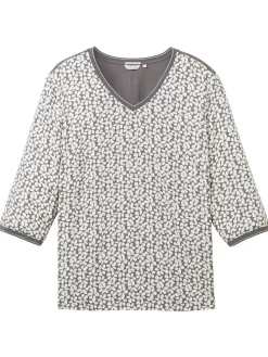 Longsleeve in Grau/ Creme