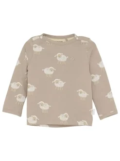Longsleeve in Hellbraun/ Grau