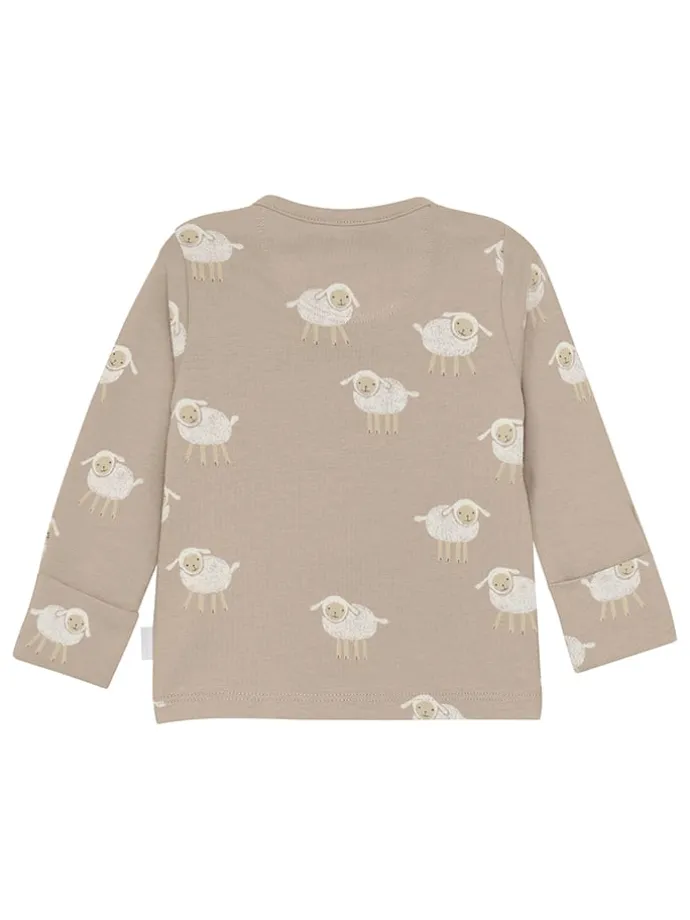 Longsleeve in Hellbraun/ Grau