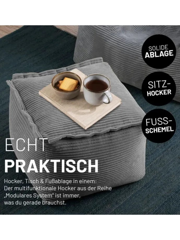 LUMALAND Modulares Basic Set (5-tlg.) aus der Cord-Reihe - Bezug soft & waschbar