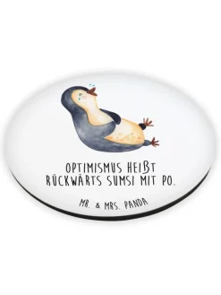 magnet Pinguin Lachen mit Spruch in Weiß