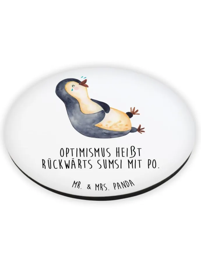 magnet Pinguin Lachen mit Spruch in Weiß