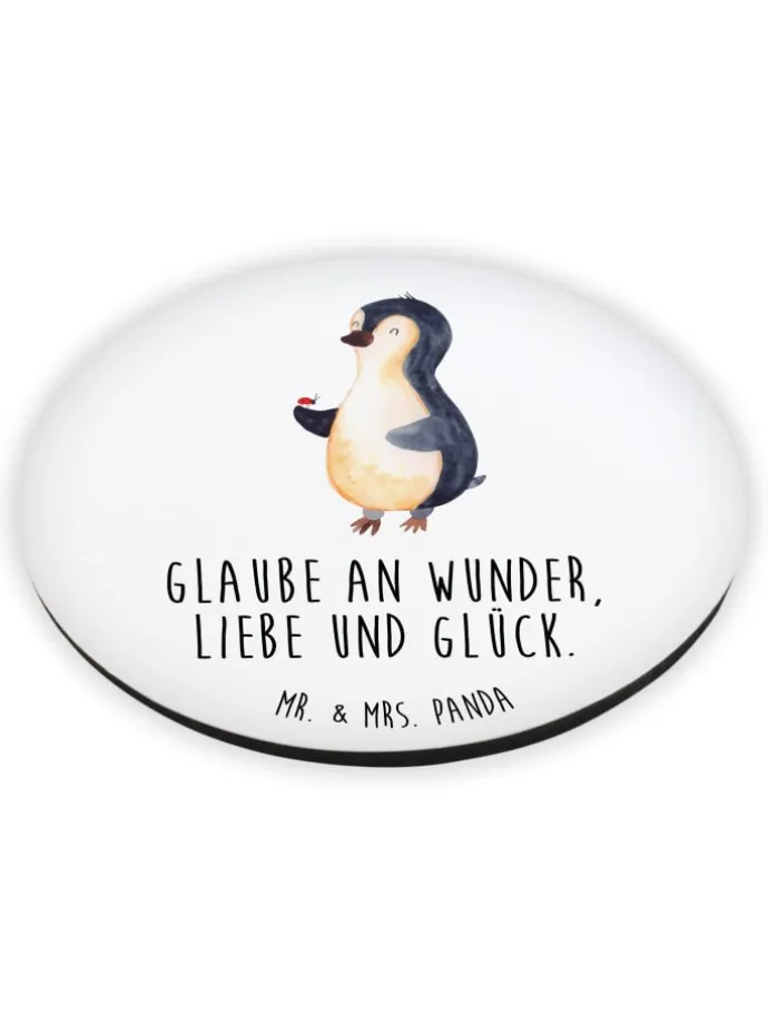 magnet Pinguin Marienkäfer mit Spruch in Weiß