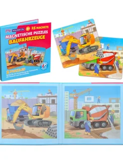 Magnetpuzzle Baufahrzeuge 25 Teile, Magnetische Puzzles ab 2 Jahren