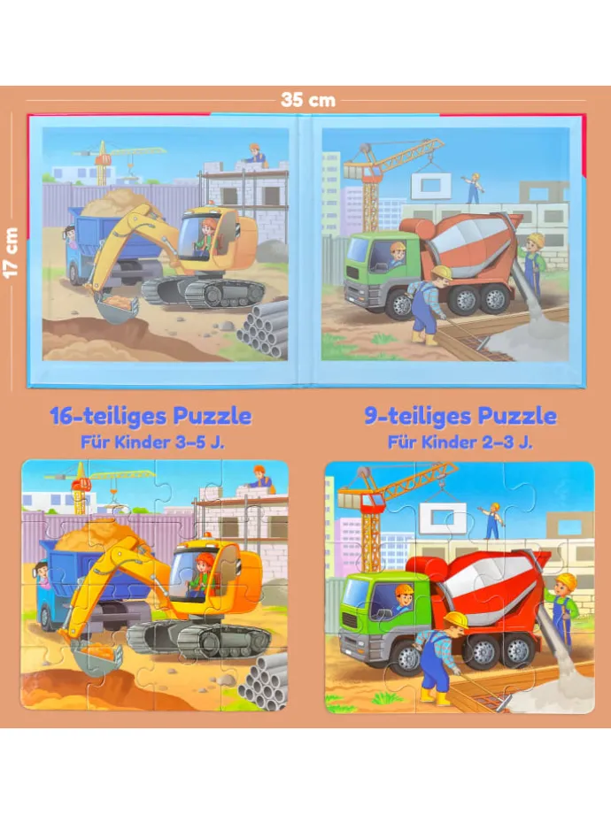 Magnetpuzzle Baufahrzeuge 25 Teile, Magnetische Puzzles ab 2 Jahren