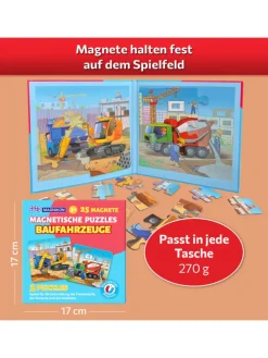 Magnetpuzzle Baufahrzeuge 25 Teile, Magnetische Puzzles ab 2 Jahren