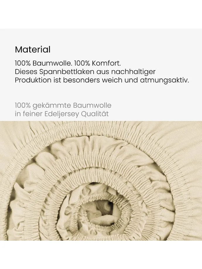 Mako-Jersey-Spannbettlaken in Creme
