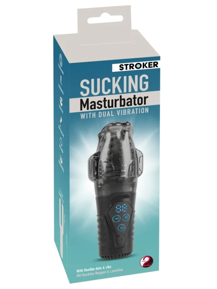 Masturbator Sucking Masturbator with Dual Vibration in schwarz