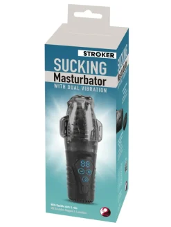 Masturbator Sucking Masturbator with Dual Vibration in schwarz