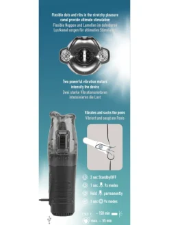 Masturbator Sucking Masturbator with Dual Vibration in schwarz