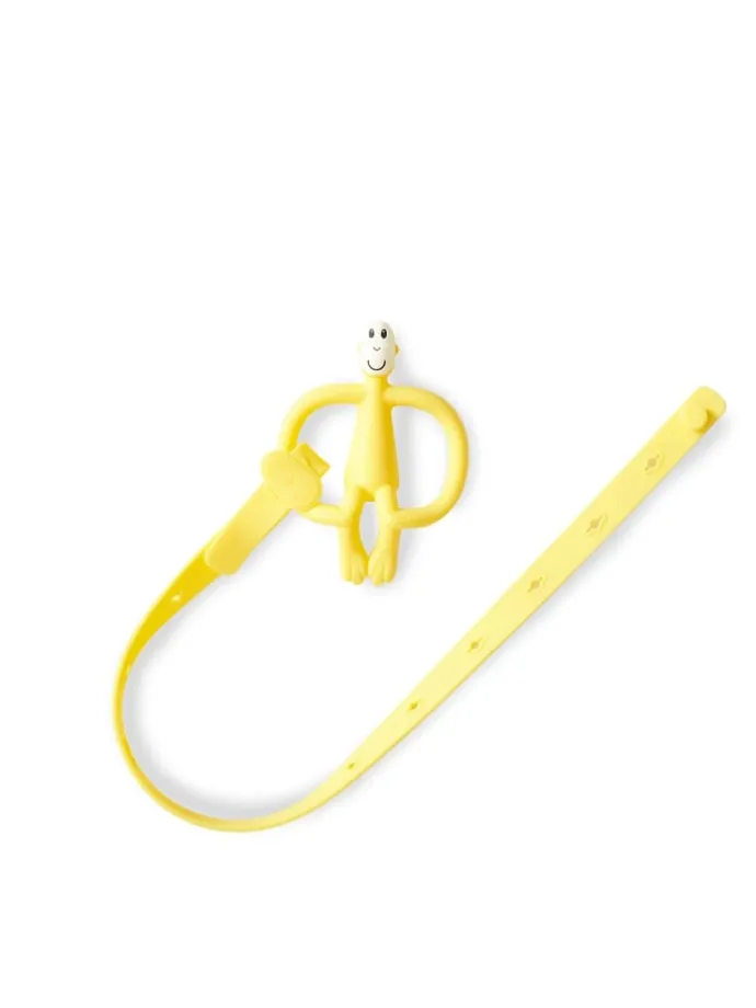 Matchstick Monkey Halteband zur Befestigung an Kinderwagen, Autositz, Stuhl gelb