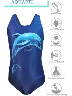 Mädchen Badeanzug Chlorresistent Muscleback Wassersport in blau Modell 1