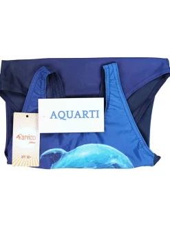 Mädchen Badeanzug Chlorresistent Muscleback Wassersport in blau Modell 1