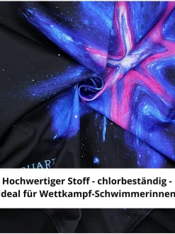 Mädchen Badeanzug Chlorresistent Muscleback Wassersport in schwarz/blau