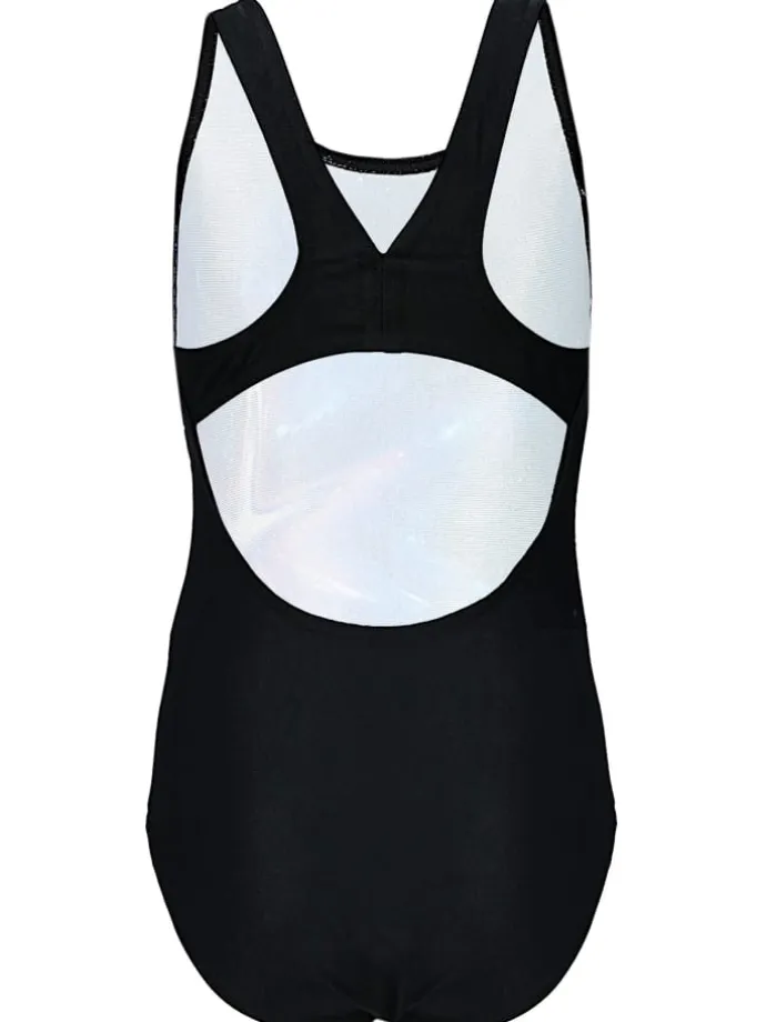 Mädchen Badeanzug Chlorresistent Muscleback Wassersport in schwarz/blau