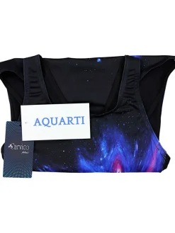 Mädchen Badeanzug Chlorresistent Muscleback Wassersport in schwarz/blau