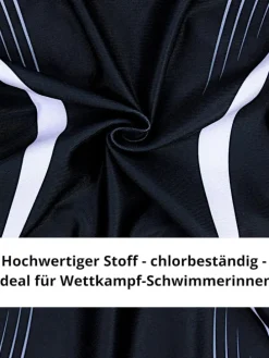 Mädchen Badeanzug Chlorresistent Muscleback Wassersport in schwarz/grau