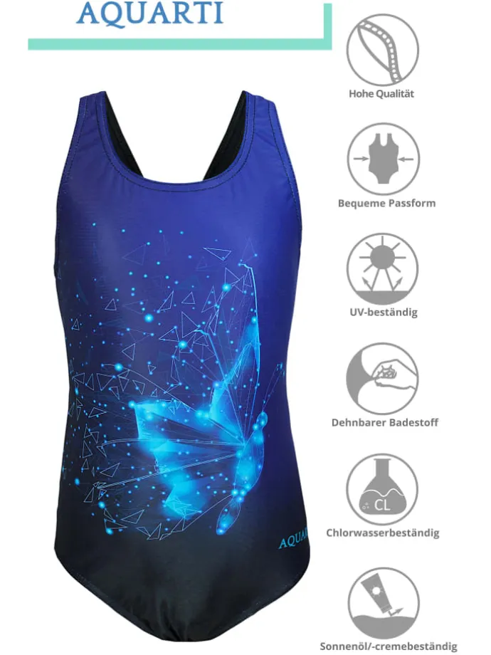 Mädchen Badeanzug Chlorresistent Muscleback Wassersport in schwarz Modell 1