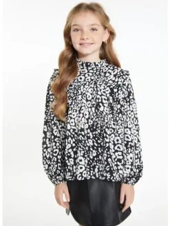 Mädchen (Kids) Bluse in Schwarz Weiss
