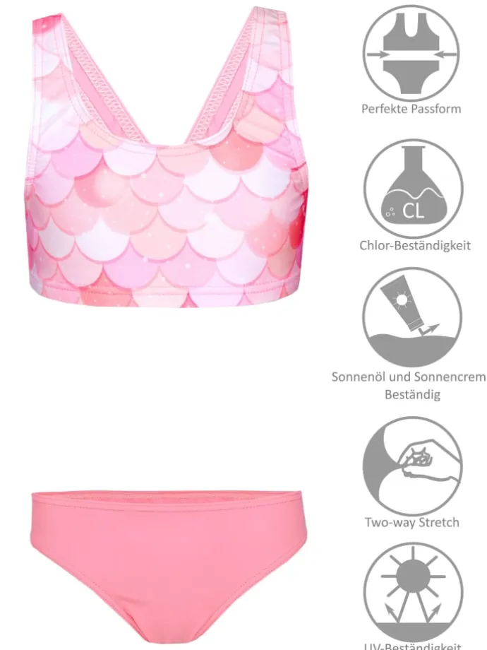 Mädchen Sport Bikini Racerback Bustier & Bikinislip in rosa