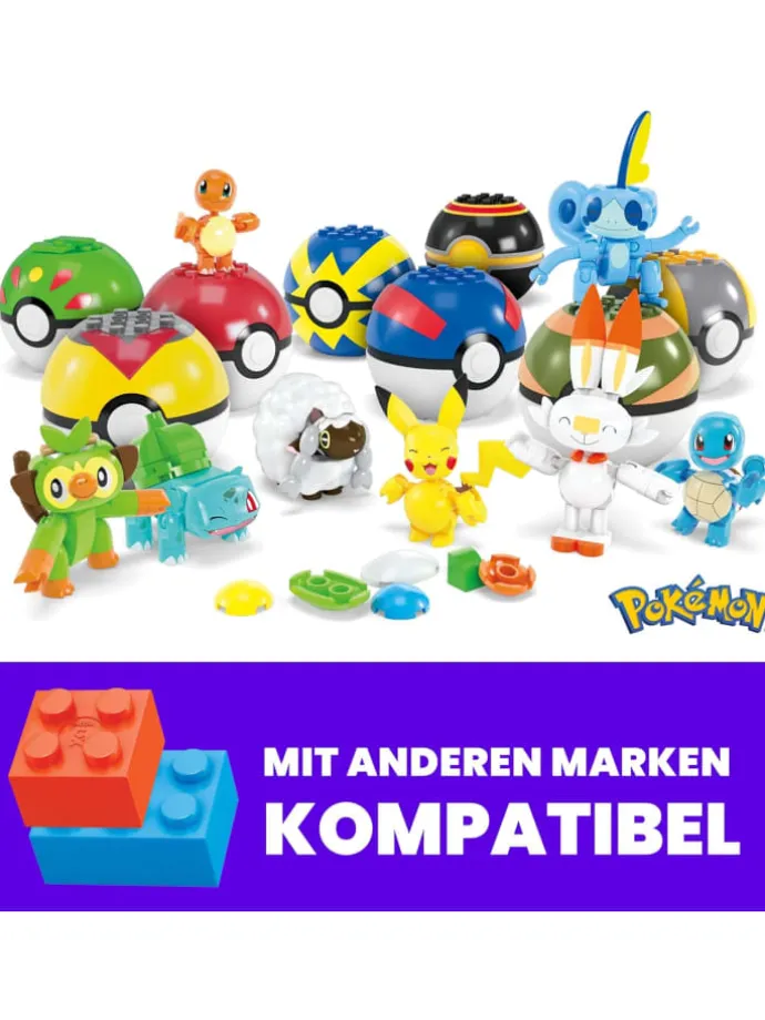 MEGA Pokémon Trainerteam HTJ758 Pokébällen 6+ Pikachu Bisasam Bisasam Schiggy