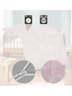 Melange-Flanell Kinder-Bettwäsche in brombeer