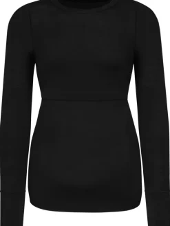 Merino Umstands-Langarm-Shirt Cambria in Schwarz