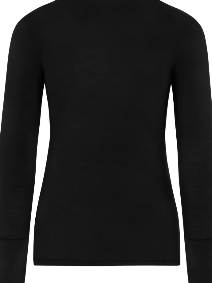 Merino Umstands-Langarm-Shirt Cambria in Schwarz