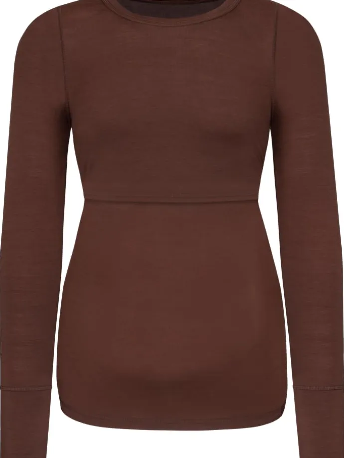 Merino Umstands-Langarm-Shirt Cambria in Braun