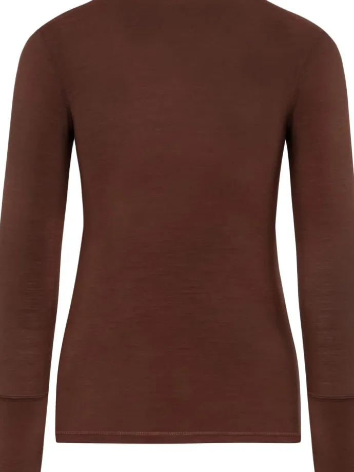 Merino Umstands-Langarm-Shirt Cambria in Braun